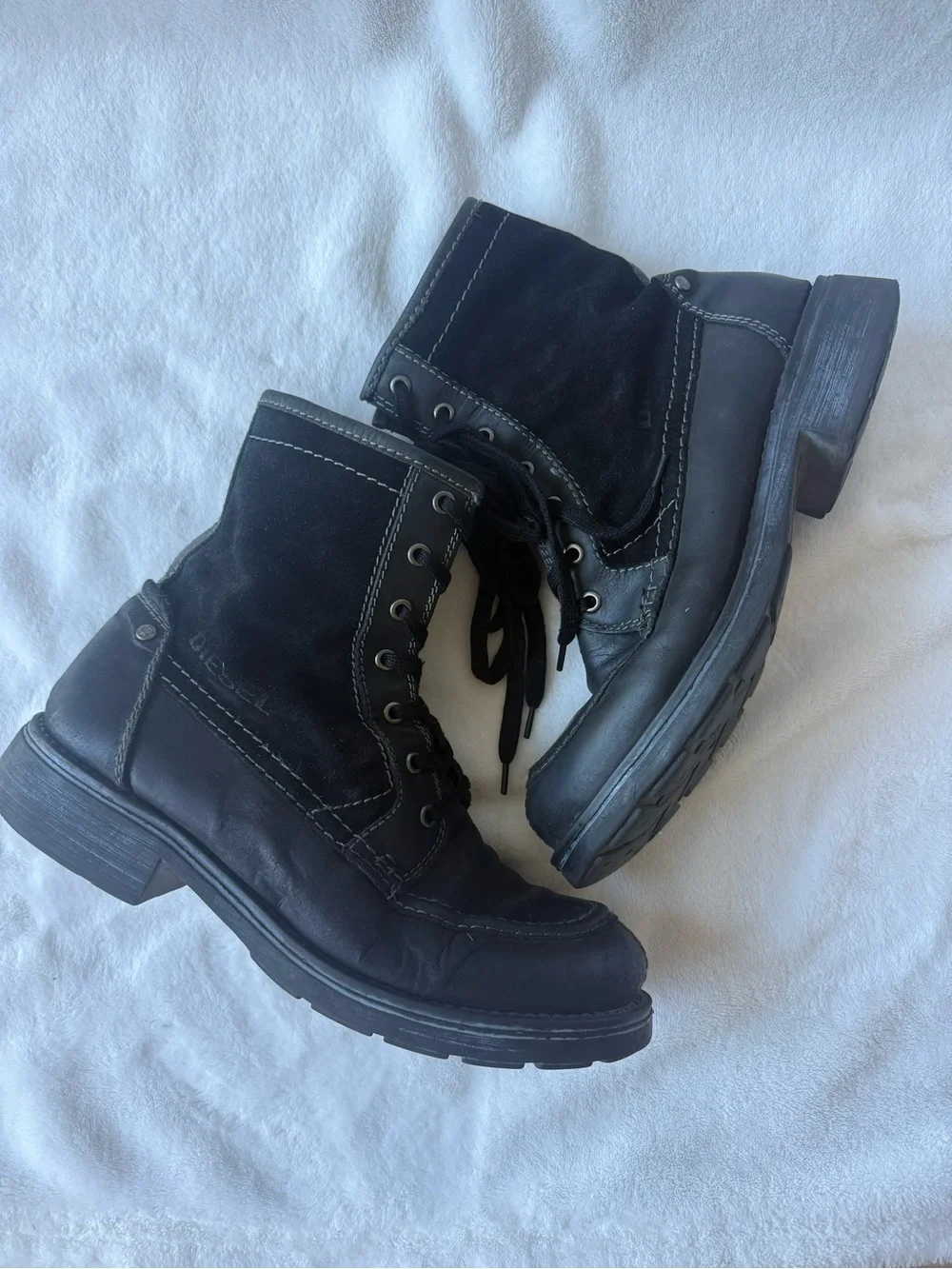 Diesel Black Lace-Up Ankle Boots